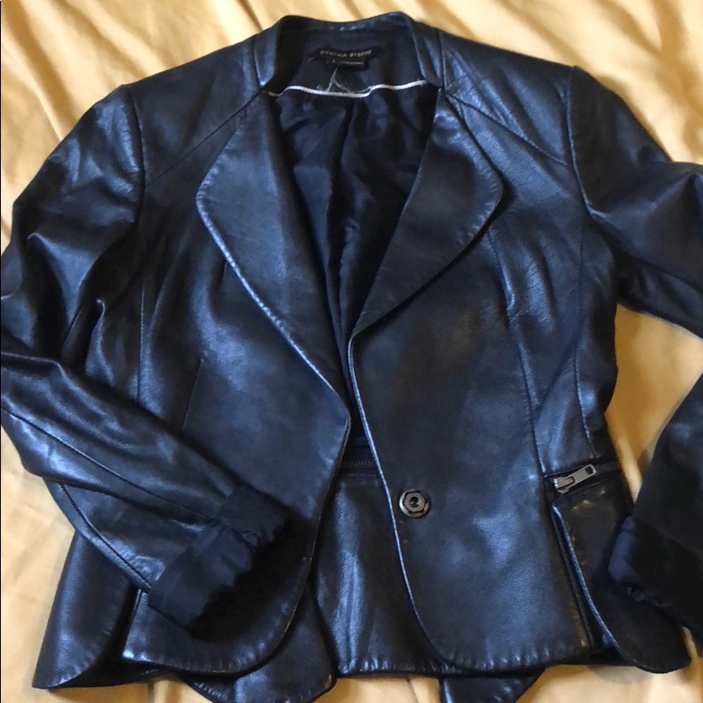 Cynthia Steffe unique leather jacket blazer size 2